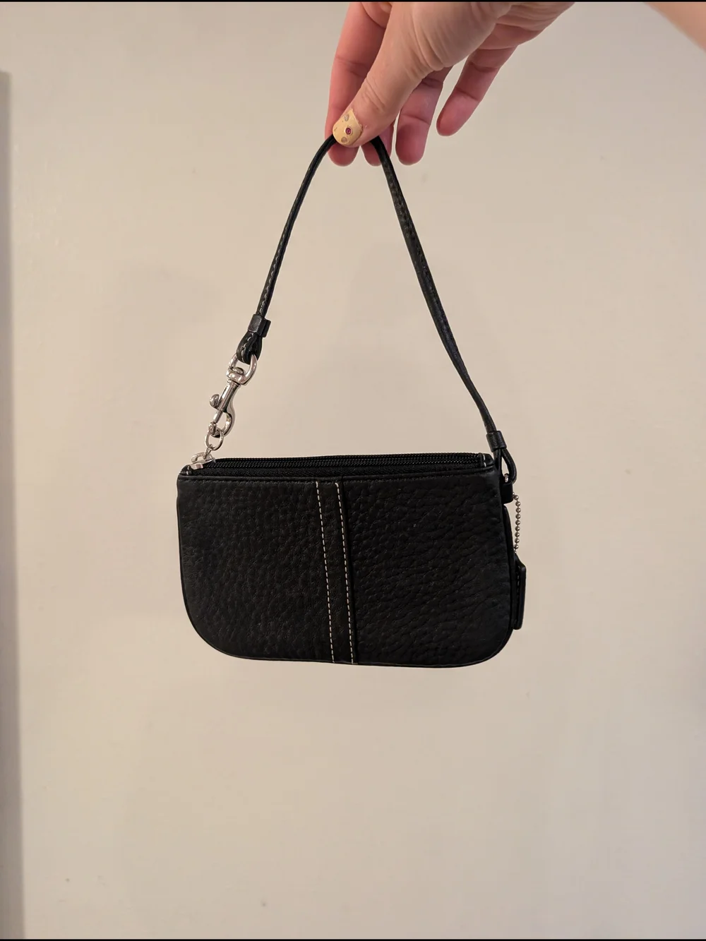 Vintage 2008 Coach Black Pebbled Leather Wristlet – True Y2K Aesthetic
